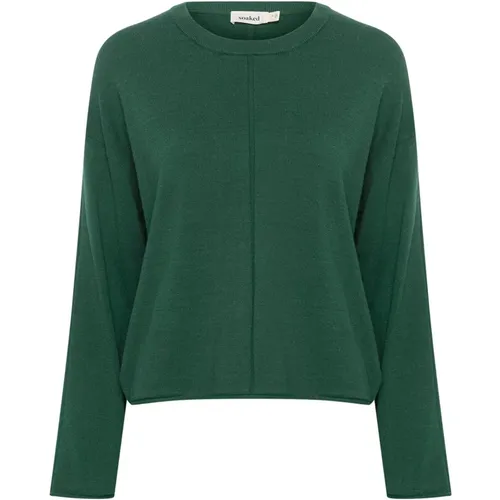 Boxy Crew-Neck Knit Rain Forest , female, Sizes: M, XS, S, L, 2XL, XL - Soaked in Luxury - Modalova