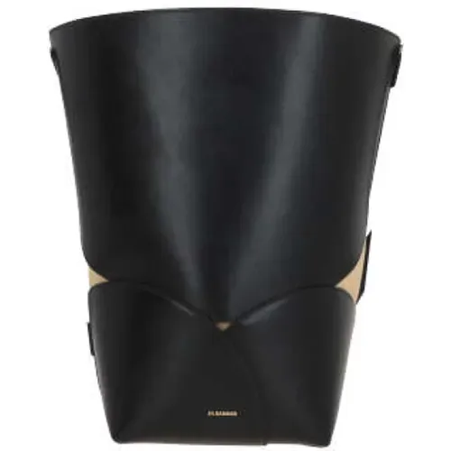 Leather Bucket Bag with Detachable Pouch , female, Sizes: ONE SIZE - Jil Sander - Modalova