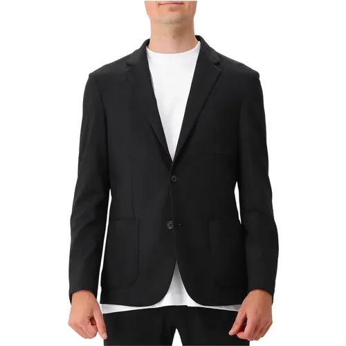 Schwarzer Stretch-Blazer , Herren, Größe: S - Genti - Modalova