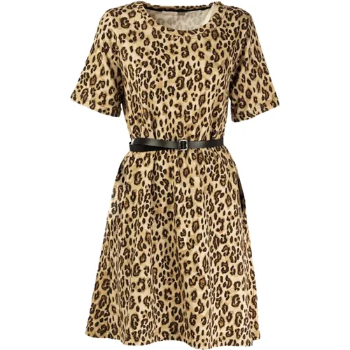 Animalier Kurzes Kleid mit Gürtel - Sun68 - Modalova