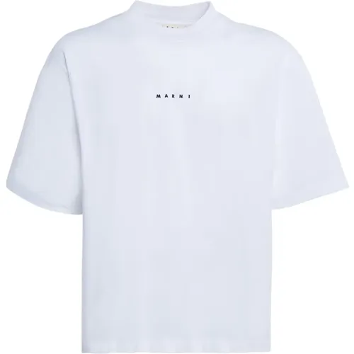 Cotton t-shirt with logo , male, Sizes: S - Marni - Modalova