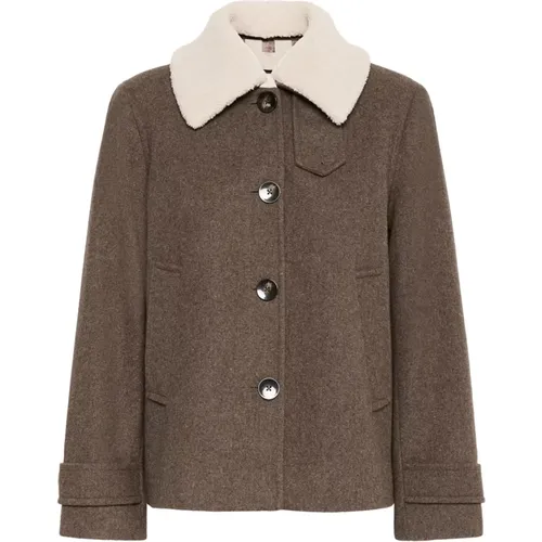 Light Jackets, female, , Size: 3XL Dark Walnut Melange Jacket - Part Two - Modalova