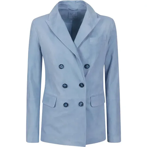 Clear Suede Double-Breasted Jacket , female, Sizes: XL, L - 1972 Desa - Modalova