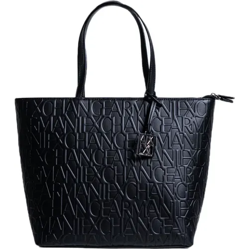 Schwarze Bedruckte Handtasche mit Reißverschluss - Armani Exchange - Modalova