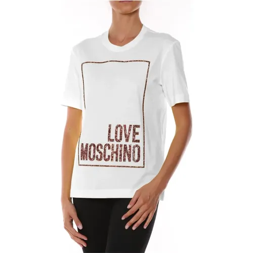 T-Shirts, female, , Size: XS Cotton Tops T-Shirt - Trendy and Comfortable - Love Moschino - Modalova