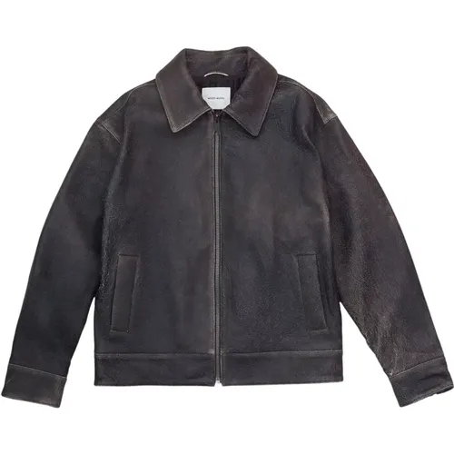 Jacob Leather Choco Jacket , female, Sizes: M - Wood Wood - Modalova