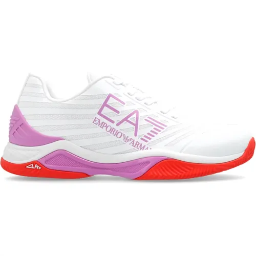 Sneakers mit Logo , Damen, Größe: 34 EU - Emporio Armani EA7 - Modalova