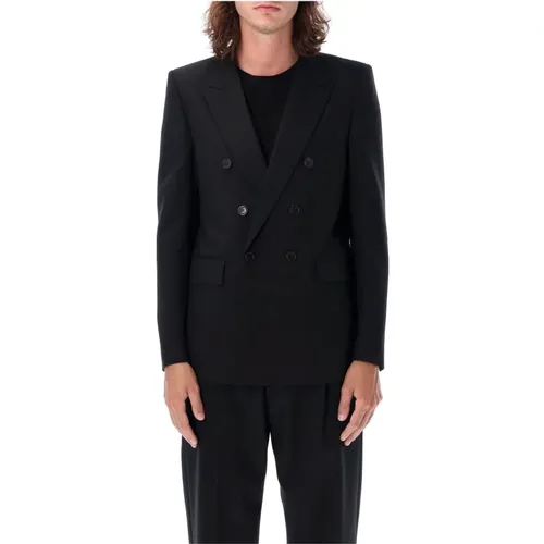 Blazers, male, , Size: L Wool Double-Breasted Blazer Jacket - Saint Laurent - Modalova