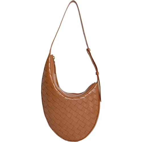 Wood Intrecciato Nappa Hobo Bag , female, Sizes: ONE SIZE - Bottega Veneta - Modalova