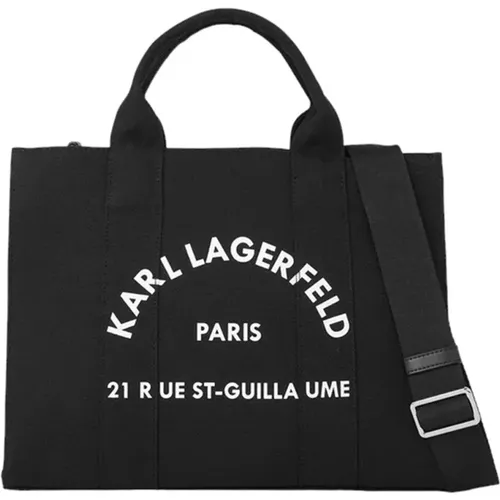 Tote Bags, female, , Size: ONE SIZE Square Tote Bag with Printed Logo - Karl Lagerfeld - Modalova