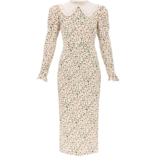 Floral Silk Shirt Dress with Peter Pan Collar , female, Sizes: XS - Alessandra Rich - Modalova