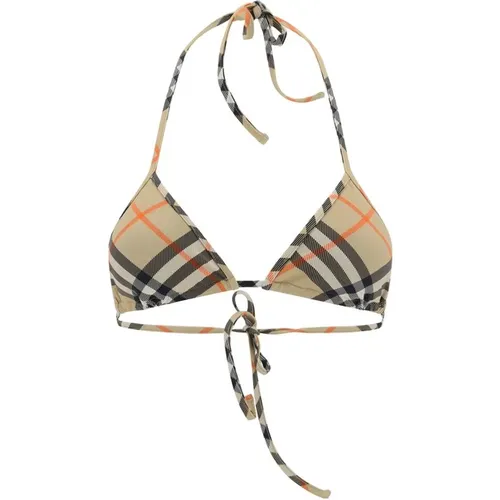 Bikinis, female, , Size: S Checkered Bikini Top - Burberry - Modalova