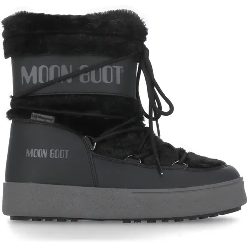 Schwarze Schneestiefel mit Pelzeinsätzen , Damen, Größe: 39 EU - moon boot - Modalova