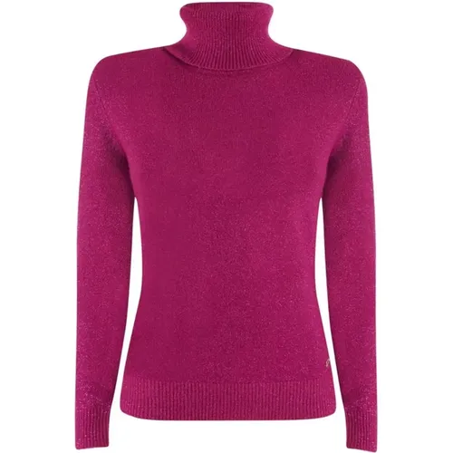 Turtlenecks, female, , Size: 2XL Fuchsia Viscose Turtleneck Sweater - YES ZEE - Modalova