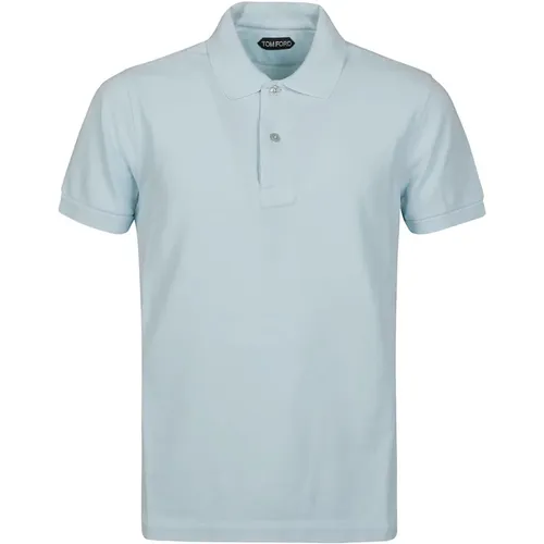 Polo Shirts,Pale Sky Tennis Polo Shirt,Schokoladen Tennis Piquet Polo Shirt,Rosa Tennis Piquet Polo Shirt - Tom Ford - Modalova