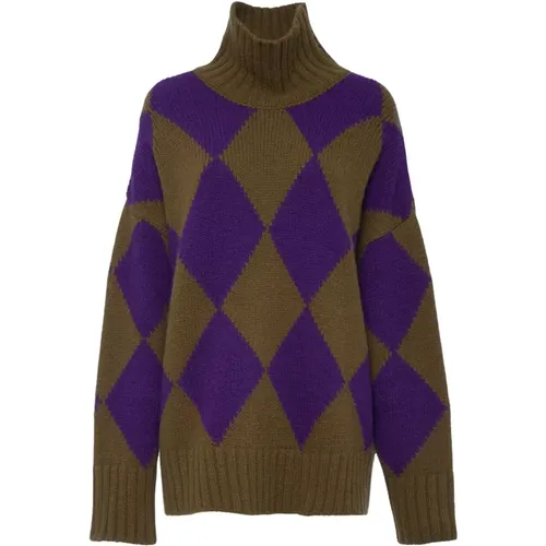 Gemütlicher Alpaka Argyle Sweater , Damen, Größe: L - La DoubleJ - Modalova