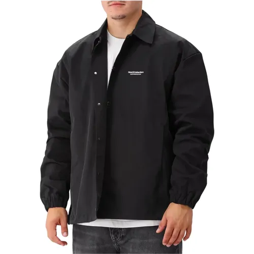 Schwarze Trainerjacke Wasserdicht Stilvoll , Herren, Größe: XL - New Amsterdam Surf Association - Modalova