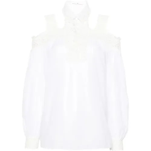 Lace Detail Off-the-Shoulder Shirt , female, Sizes: XS, S - Ermanno Scervino - Modalova