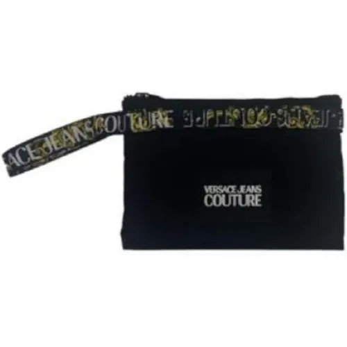 Nylon Wristlet Clutch with Logo Brush Couture Print , male, Sizes: ONE SIZE - Versace Jeans Couture - Modalova