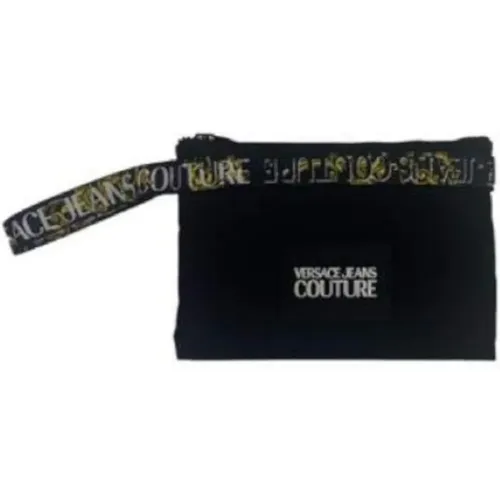 Clutches, male, , Size: ONE SIZE Nylon Wristlet Clutch with Logo Brush Couture Print - Versace Jeans Couture - Modalova