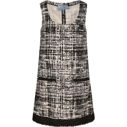 Short Ivory and Tweed Dress , female, Sizes: S - Prada - Modalova