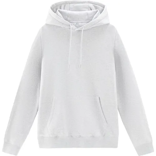 Hoodies, male, , Size: 2XL Grey Sweater with Logo Hood - Woolrich - Modalova