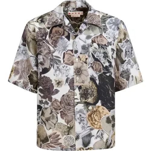 Floral Grey Shirt - Stylish Design , male, Sizes: S, L - Marni - Modalova