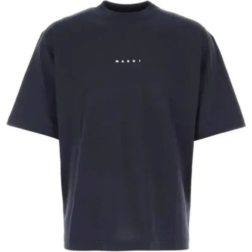 Baumwolle Logo Print Rundhals T-Shirt , Herren, Größe: XL - Marni - Modalova