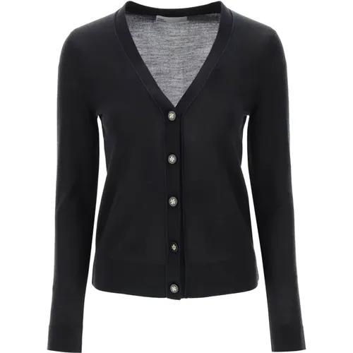 Simone Woll Seiden Cardigan V-Ausschnitt , Damen, Größe: M - TORY BURCH - Modalova