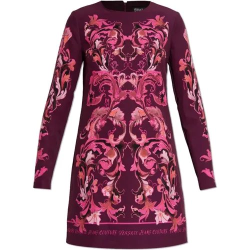 Short Dresses, female, , Size: M Porcelain Barocco A-line Mini Dress - Versace Jeans Couture - Modalova