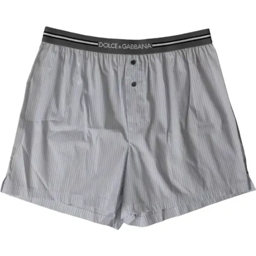 Bottoms, male, , Size: S Striped Cotton Blend Boxer Shorts - Dolce & Gabbana - Modalova