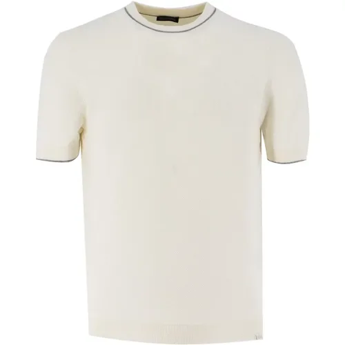 Round-neck Knitwear, male, , Size: L Contrast Embroidered T-shirt - PAUL & SHARK - Modalova