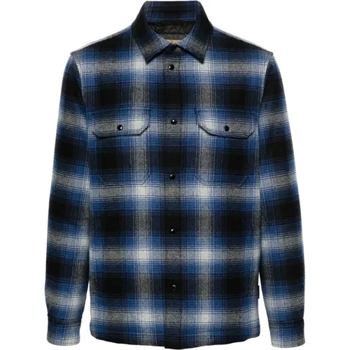 Karierte Leichte Jacke Blau Herren , Herren, Größe: 2XL - Woolrich - Modalova