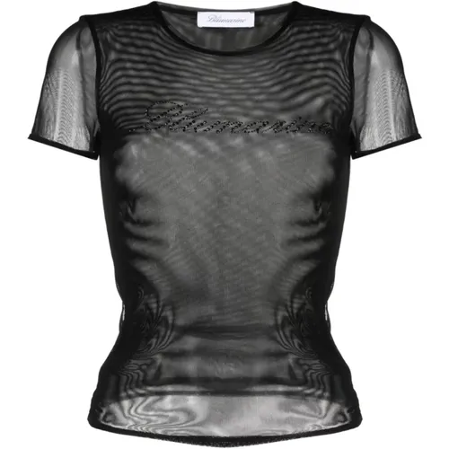 Mesh Logo T-shirt , female, Sizes: S, XS - Blumarine - Modalova