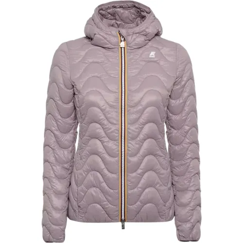 Purple Quilted Waterproof Jacket with Hood , female, Sizes: M, S, XL - K-way - Modalova