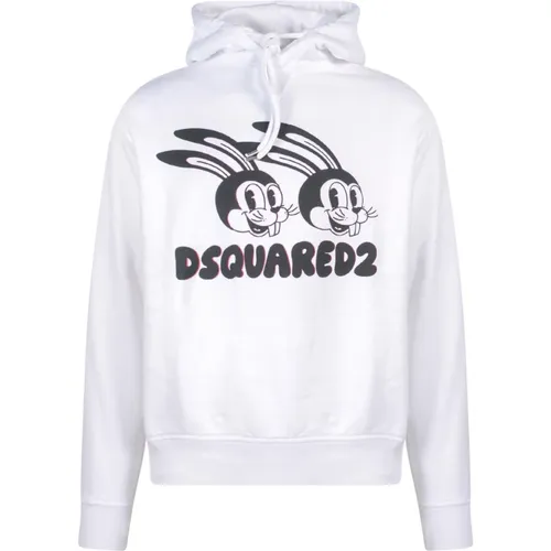 Hoodies, male, , Size: S Cotton Sweatshirt with Frontal Print - Dsquared2 - Modalova