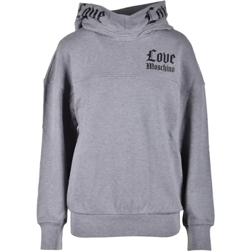 Hoodies, female, , Size: XS Cotton Sweatshirt with Spandex - Love Moschino - Modalova