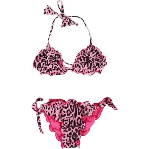 Leopardenmuster Pink Rüschen Bikini - 4Giveness - Modalova