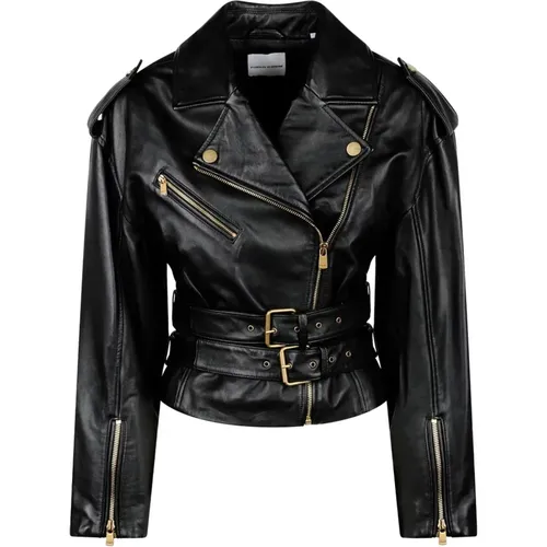 Leather Biker Jacket , female, Sizes: 3XS - pinko - Modalova