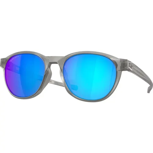 Sunglasses, male, , Size: 54 MM Reedmace Sunglasses - Matter Grey Ink/Prizm Sapphire - Oakley - Modalova