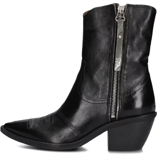 Schwarze Leder Stiefeletten , Damen, Größe: 37 EU - a.s.98 - Modalova