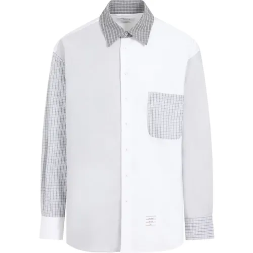 Weiße Baumwoll-Oversized-Langarmhemd , Herren, Größe: L - Thom Browne - Modalova