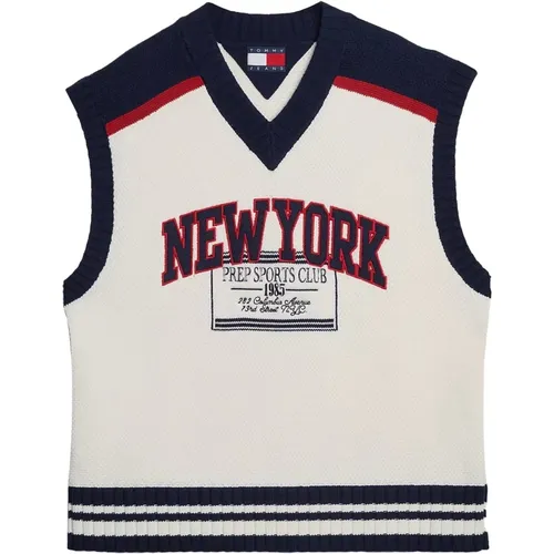 Vests, male, , Size: M Cricket Style V-Neck Unisex Vest - Tommy Hilfiger - Modalova