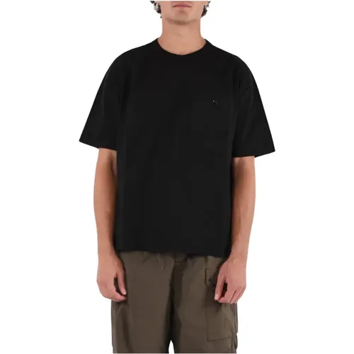 Baumwoll T-Shirt mit Tasche , Herren, Größe: 2XL - Ten C - Modalova