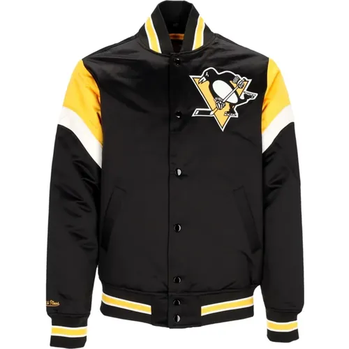 Bomber Jackets, male, , Size: L NHL Heavyweight Bomber Jacket with Pittsburgh Penguins Logo - Mitchell & Ness - Modalova