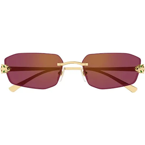 Metallic Sunglasses for Women , female, Sizes: 56 MM - Cartier - Modalova