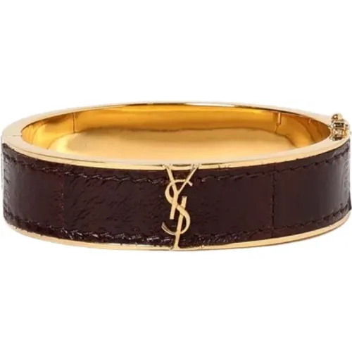 Bracelets, female, , Size: L Embossed Leather Bangle Jewelry - Saint Laurent - Modalova