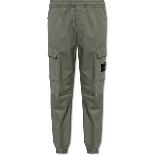 Trousers with logo , male, Sizes: W33 - Stone Island - Modalova