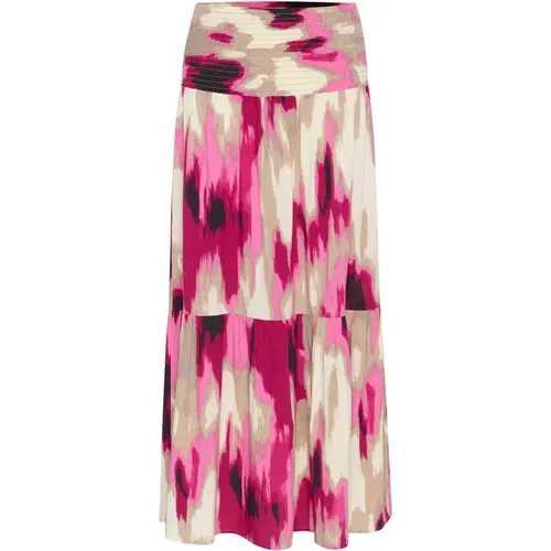 Maxi Skirts, female, , Size: XL/2XL Pink Abstract Print Smock Skirt - Kaffe - Modalova