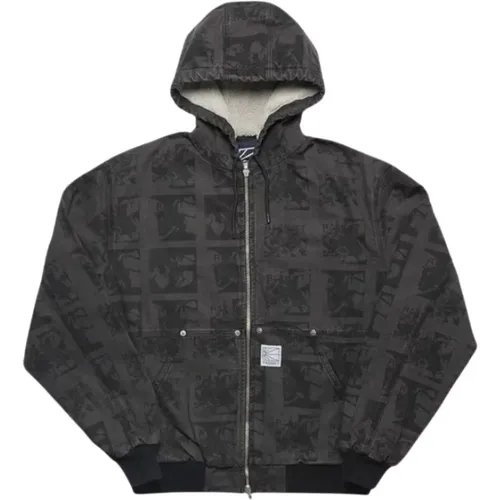 Zip-throughs, male, , Size: S Dark Grey Hooded Woven Jacket - Rassvet - Modalova